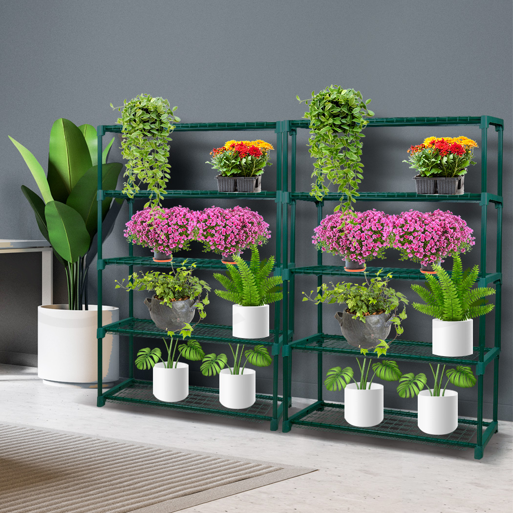 Levede 2x4/5 Tiers Plant Shelves Garden Greenhouse Steel Storage Frame Rack - Picture 21 of 29