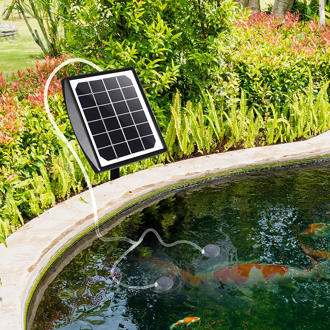 Lambu Solar Oxygenator Air Pump Powered Pool Water Pond Outdoor Fish Oxygen Tank