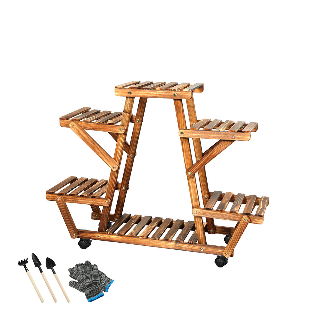 Levede Plant Stand Wood Wooden Pine Shelf Flower Pots Rack Indoor