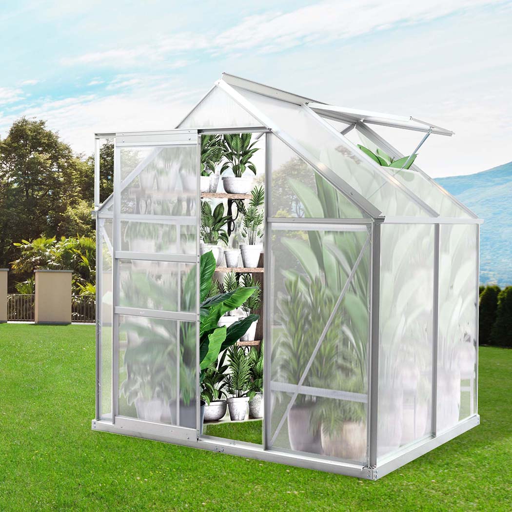 Lambu Greenhouse Aluminium Walk In Green House Garden Plant Shed PC - Picture 12 of 59