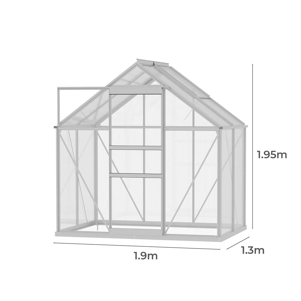 Lambu Greenhouse Aluminium Walk In Green House Garden Plant Shed PC - Picture 13 of 59