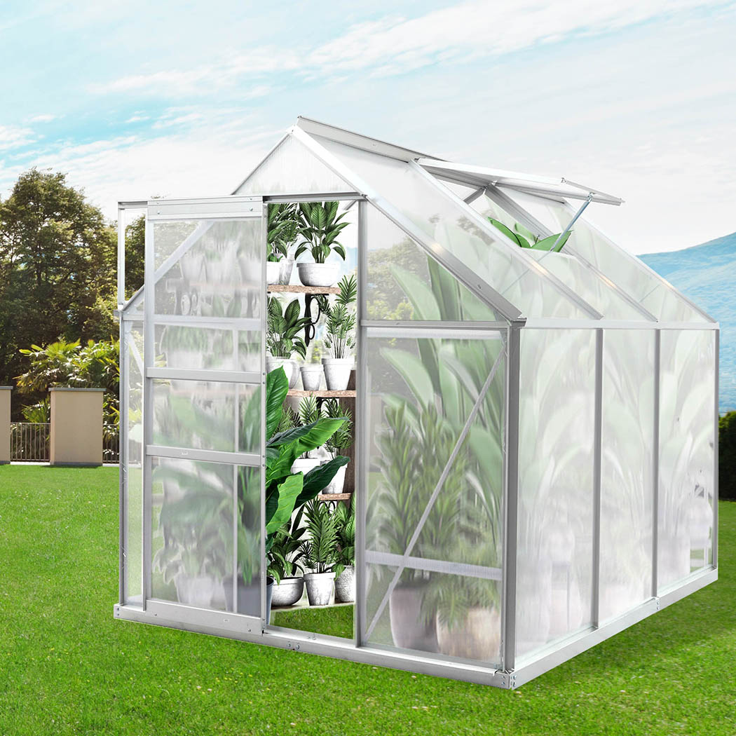 Lambu Greenhouse Aluminium Walk In Green House Garden Plant Shed PC - Picture 24 of 59