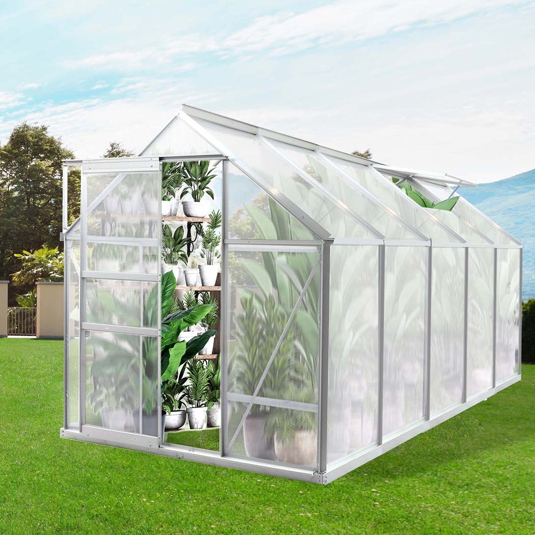 Lambu Greenhouse Aluminium Walk In Green House Garden Plant Shed PC - Picture 48 of 59