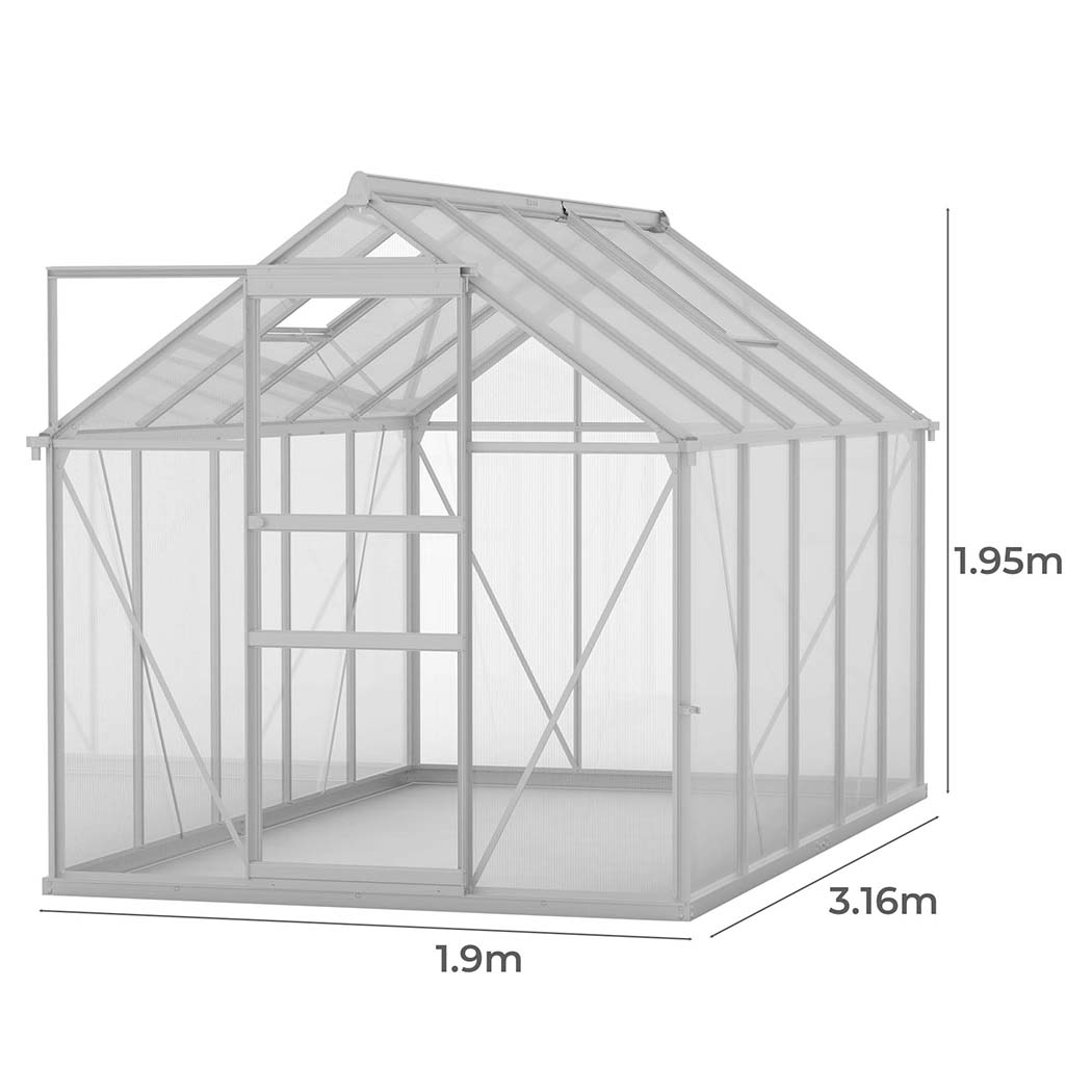 Lambu Greenhouse Aluminium Walk In Green House Garden Plant Shed PC - Picture 49 of 59