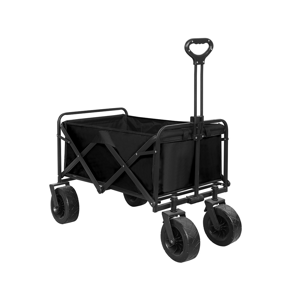 TopSellers-Camping Trolley Black - 150kg Capacity Foldable Outdoor Gear