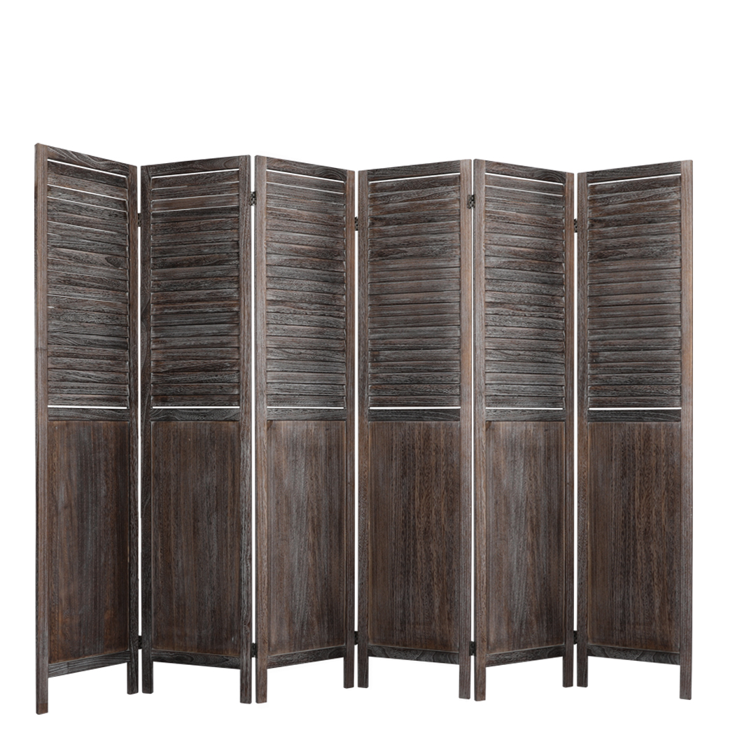 TopSellers-Room Divider Brown 6 Panel - Eco-Friendly Privacy Screen 240x170cm