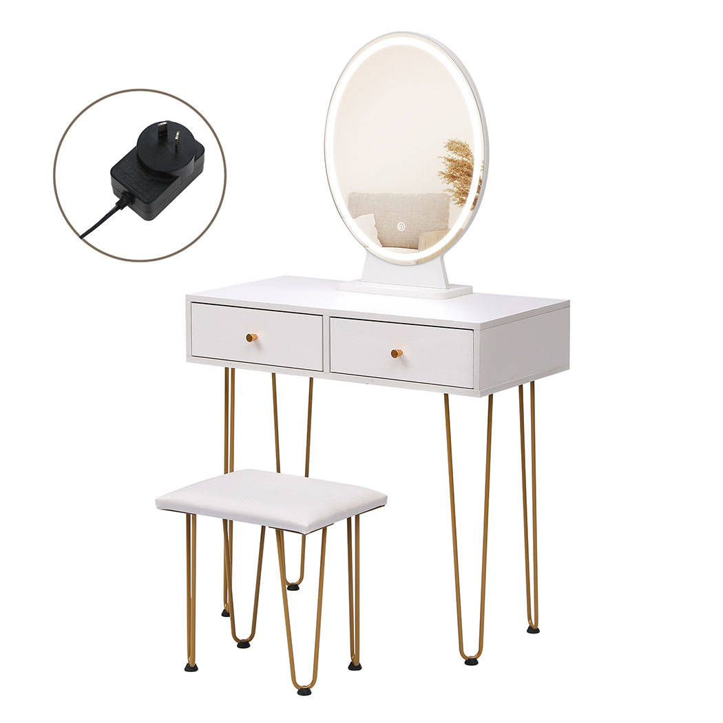 Levede LED Dressing Table Stool Set Mirror Lighted Vanity Makeup Desk Drawers - Picture 22 of 31