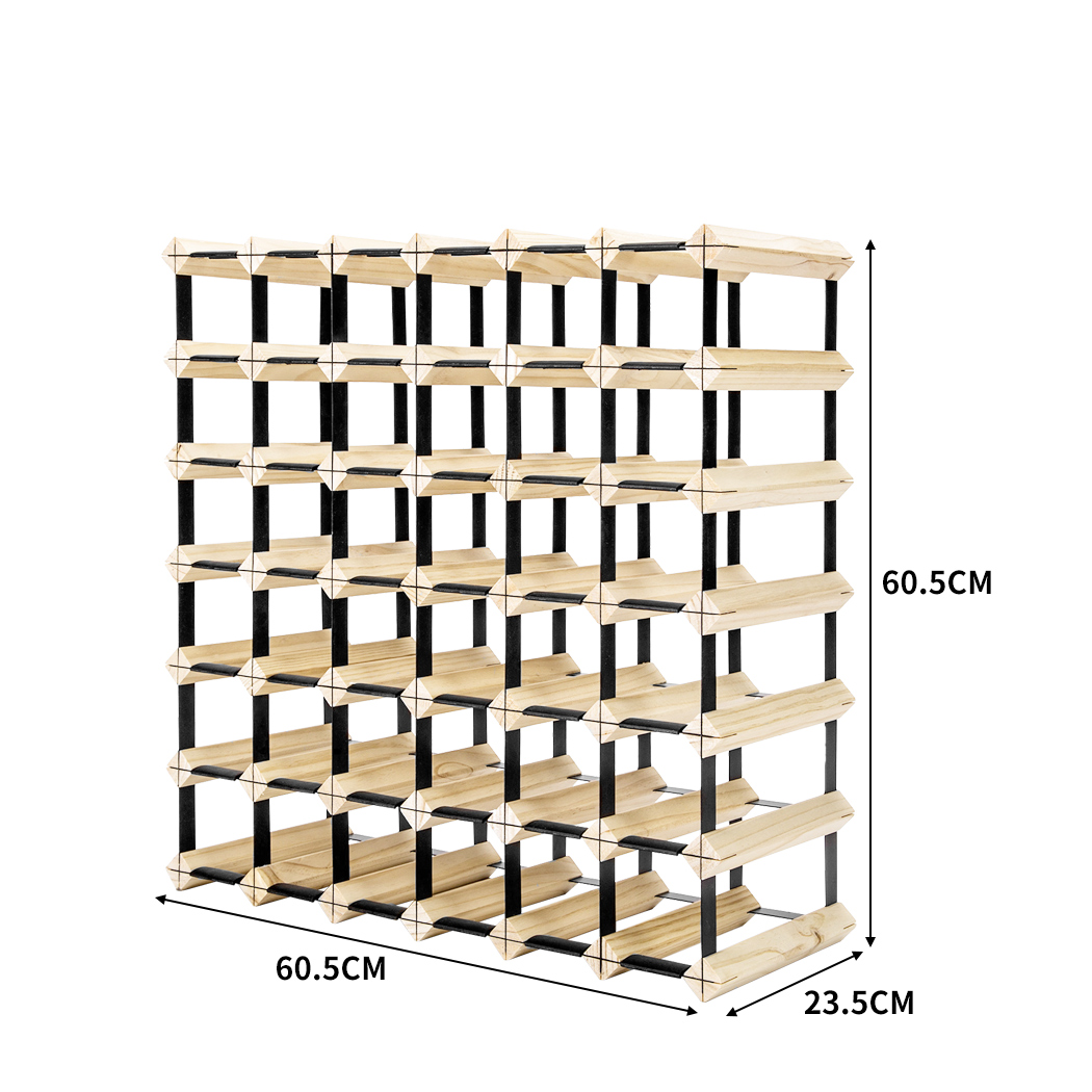 Levede Timber Wine Storage Rack  Wooden Cellar Organiser 42 Bottle Display Stand