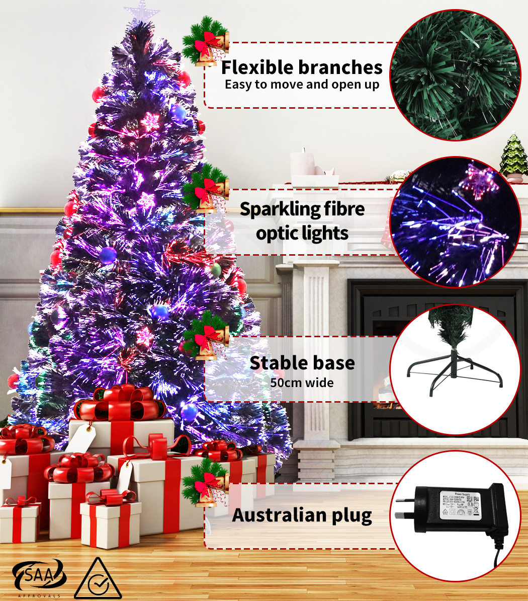 Santaco Christmas Tree 1.5M 1.8M 2.1M LED Light Slim Fibre Optic Storage Bag - Picture 127 of 235