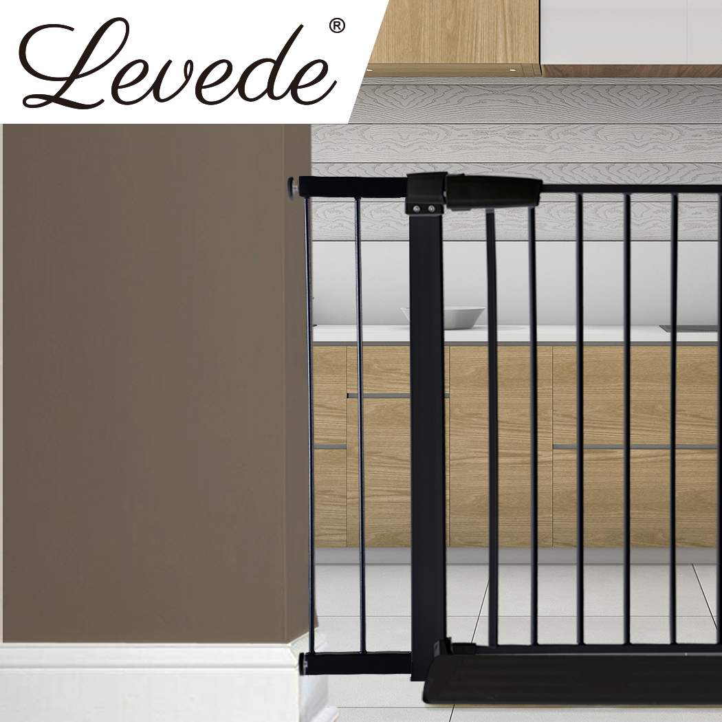 Levede Baby Safety Gate Adjustable Pet Stair Barrier 10cm Door Extension Black