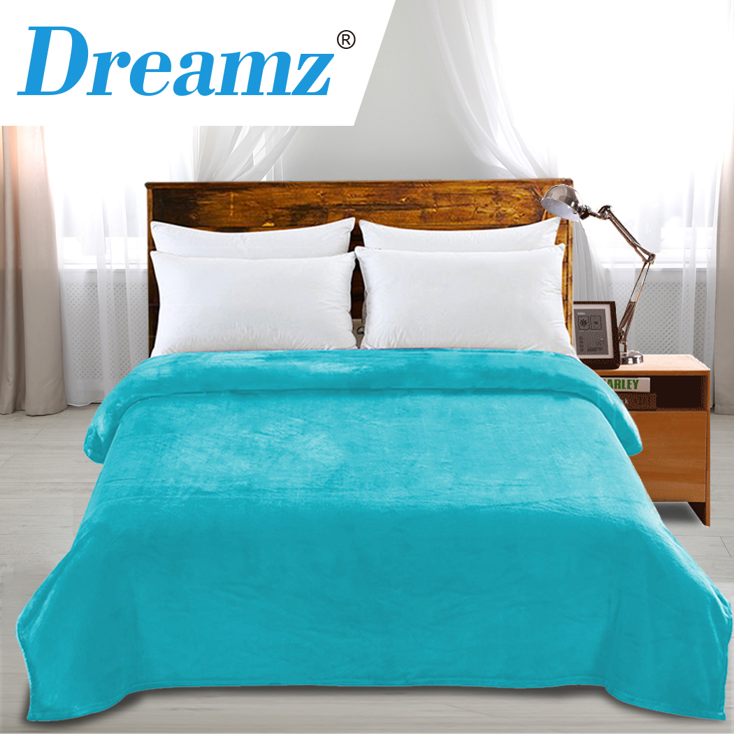 DreamZ 320GSM 220x240cm Ultra Soft Mink Blanket Warm Throw in Teal Colour
