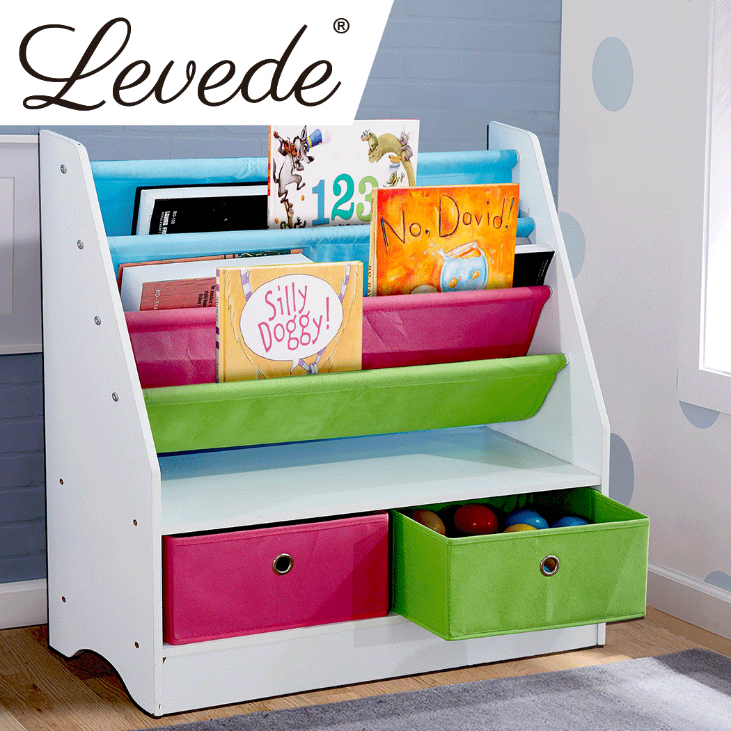 Levede Kids Bookshelf Bookcase Wooden Magazine Rack Toy Box Organiser Storage