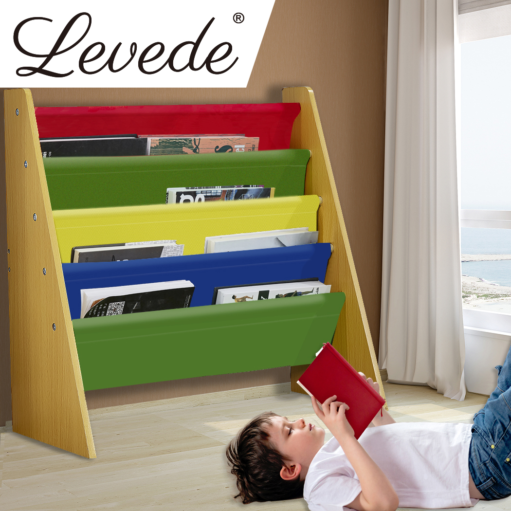Levede Wooden Kids Children Bookcase Bookshelf Toy Organiser Storage Bin Rack