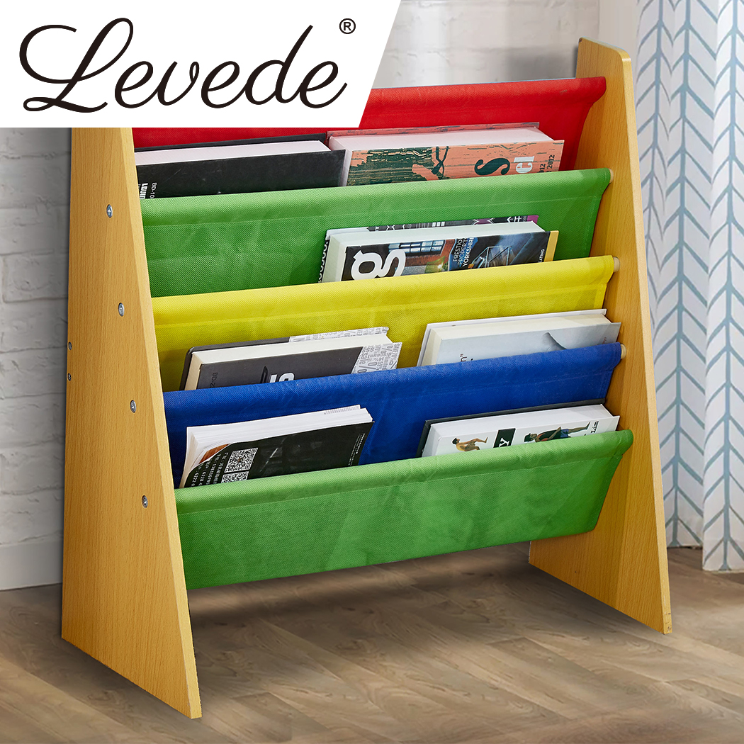 Levede Kids Bookshelf Bookcase Magazine Rack Wooden Organiser Shelf Children