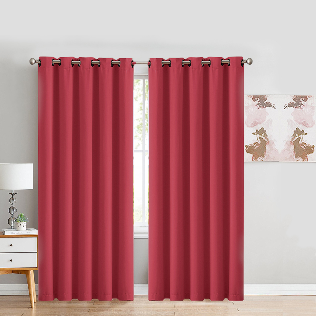 2X Blockout Curtains Blackout Window Curtain Draperies Pair Eyelet Bedroom Decor - Picture 445 of 466