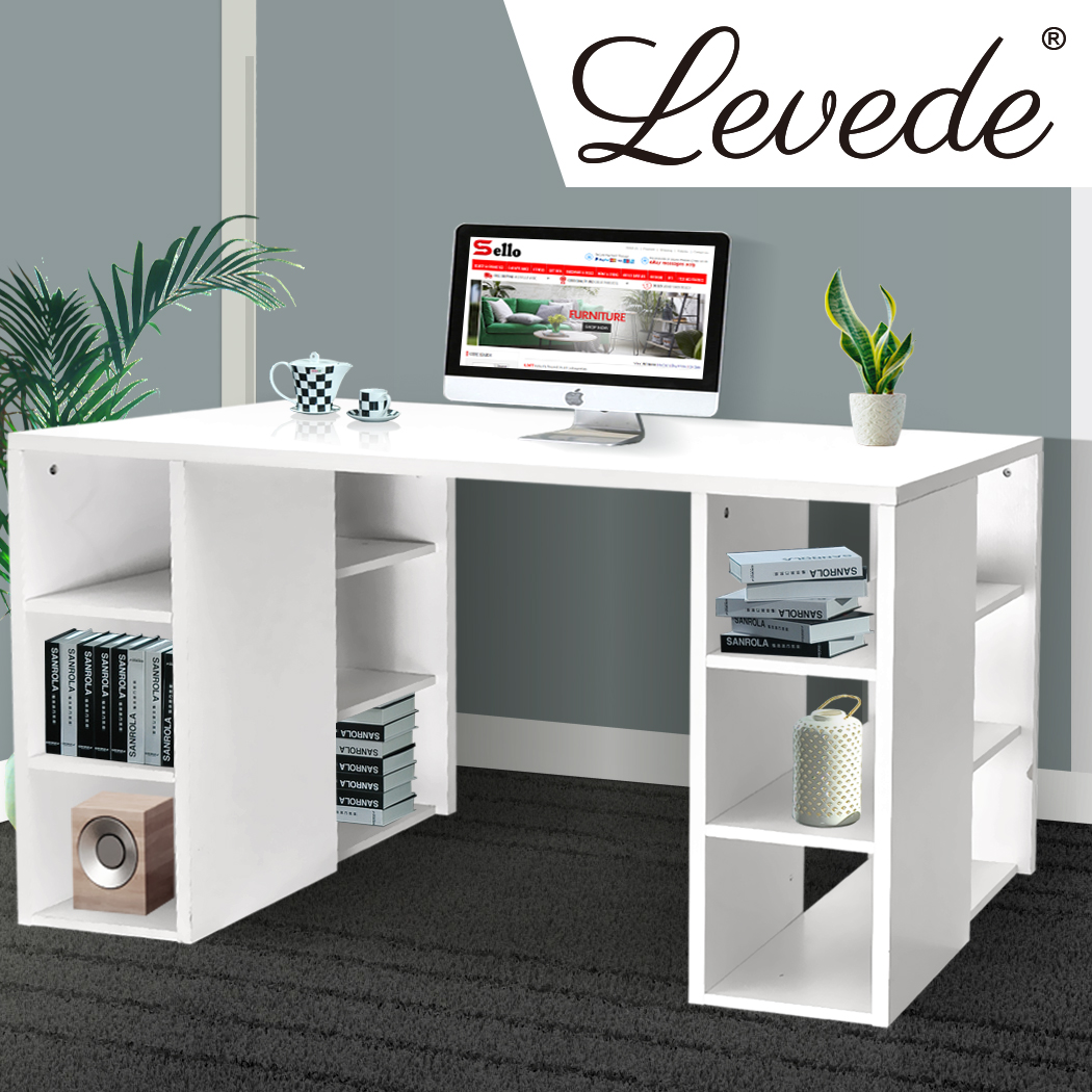 Levede Home Office Computer Desk Table Storage Bookcase Shelves Study Furniture