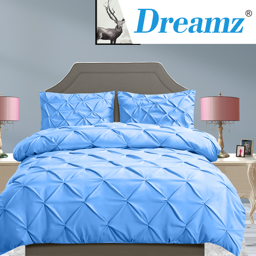 DreamZ Diamond Pintuck Duvet Cover Pillow Case Set in Super King Size in Navy