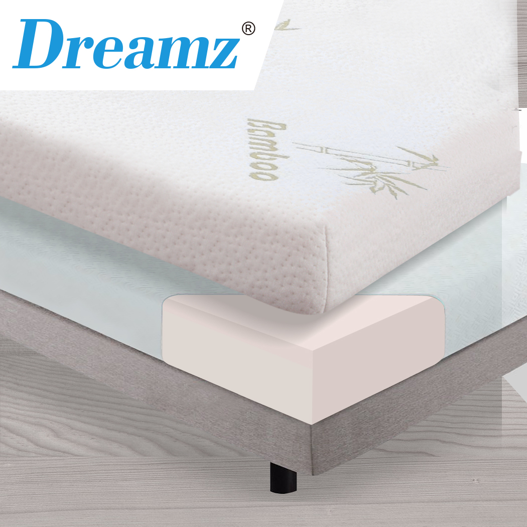 DreamZ Memory Foam Mattress Topper Bamboo Cover Soft 8CM Underlay Mat Single