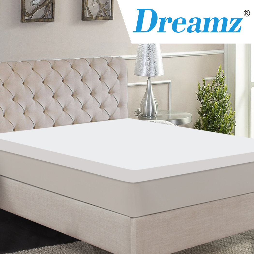 DreamZ 7cm Memory Foam Bed Mattress Topper Polyester Underlay Cover King Single