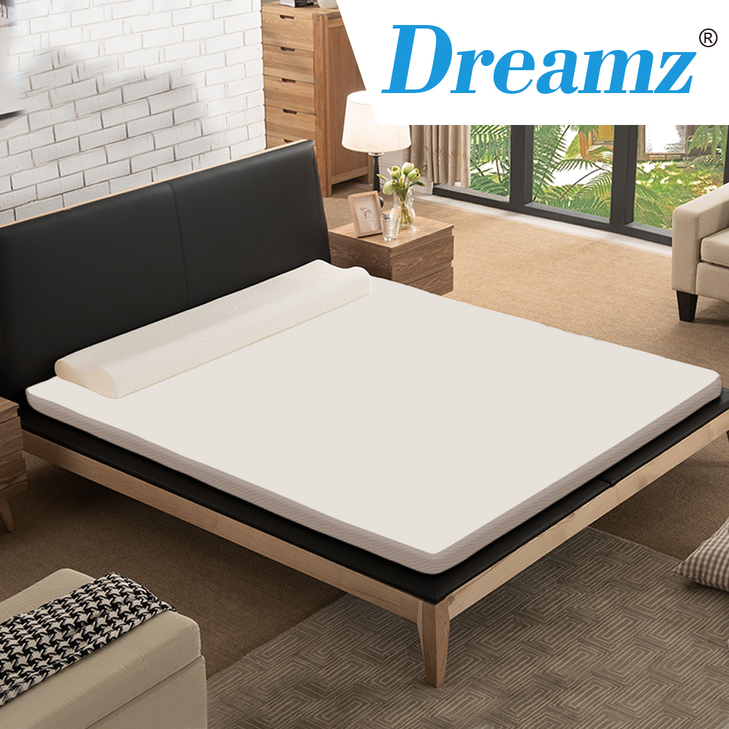 DreamZ 7cm Memory Foam Bed Mattress Topper Polyester Underlay Cover Queen