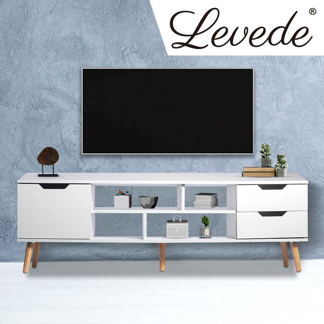 Levede TV Cabinet Entertainment Unit Stand Storage Drawers Wooden Shelf White