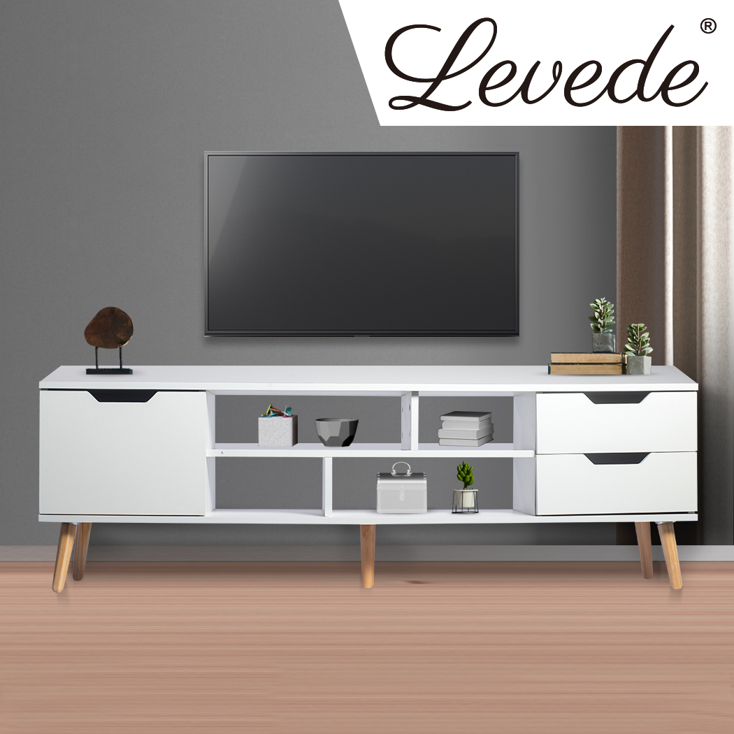 Levede TV Cabinet Entertainment Unit Stand Storage Drawers Wooden Shelf White