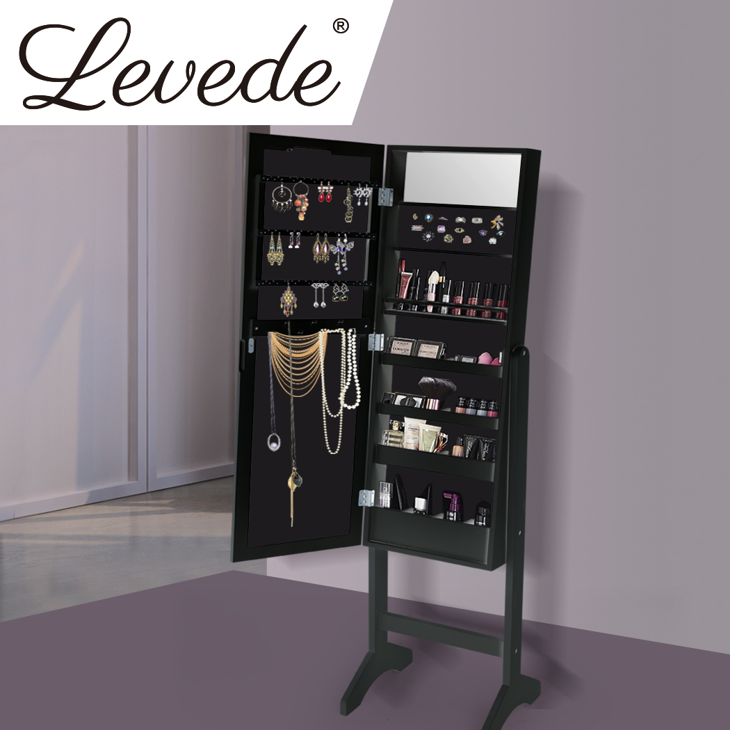 Levede Mirror Jewellery Cabinet LED Light Makeup Storage Jewelry Organiser Box