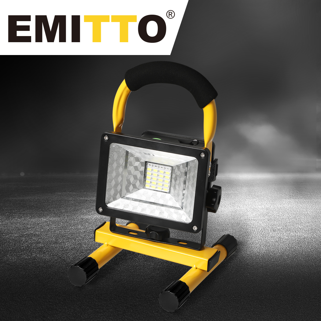 EMITTO 30W LED Flood Light Portable Recharge Garden Spotlight Outdoor Work Lamp