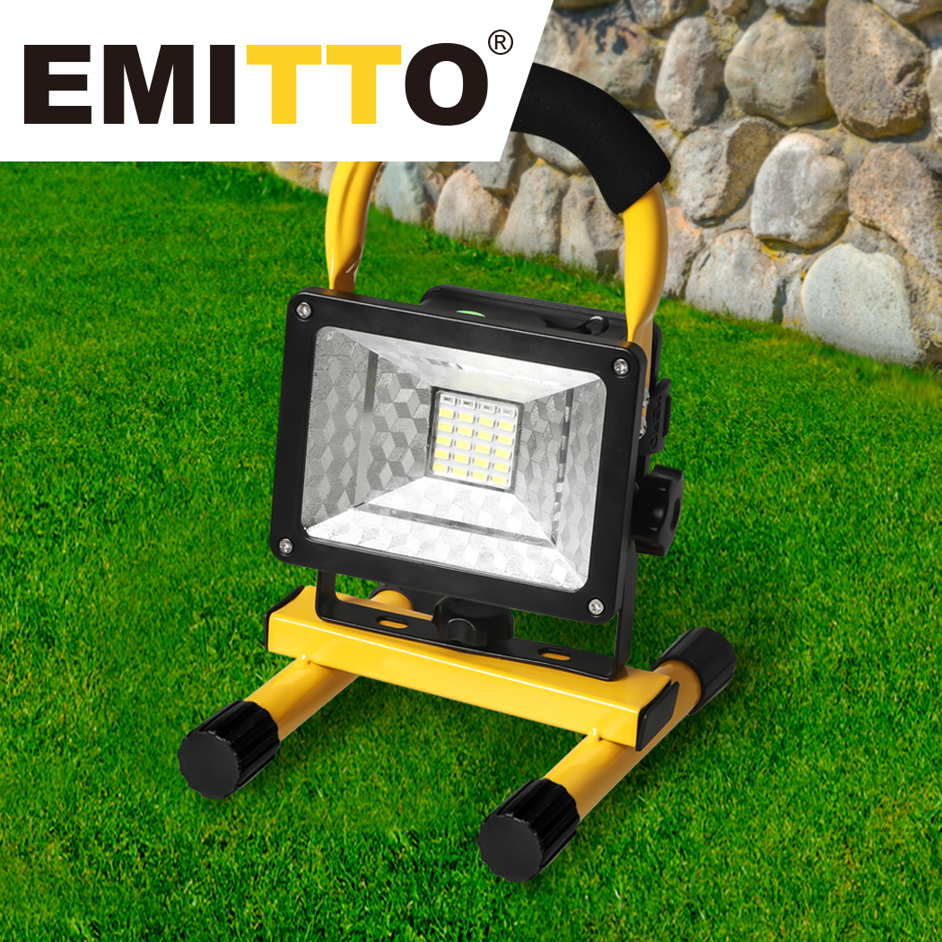 EMITTO 30W LED Flood Light Portable Recharge Garden Spotlight Outdoor Work Lamp