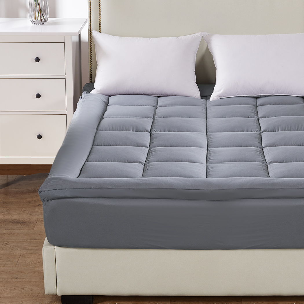 DreamZ Mattress Protector Topper Bamboo Charcoal Pillowtop 1000GSM Mat Pad Cover - Picture 37 of 72