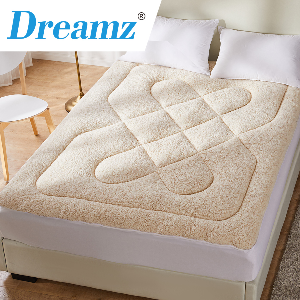 DreamZ Mattress Topper Protector 100% Cotton Wool Underlay Reversible Use Mat