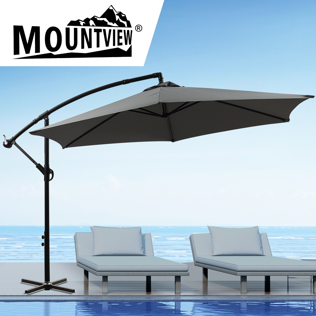 Mountview 3M Outdoor Umbrella Cantilever Cover Garden Patio Beach Umbrellas Grey