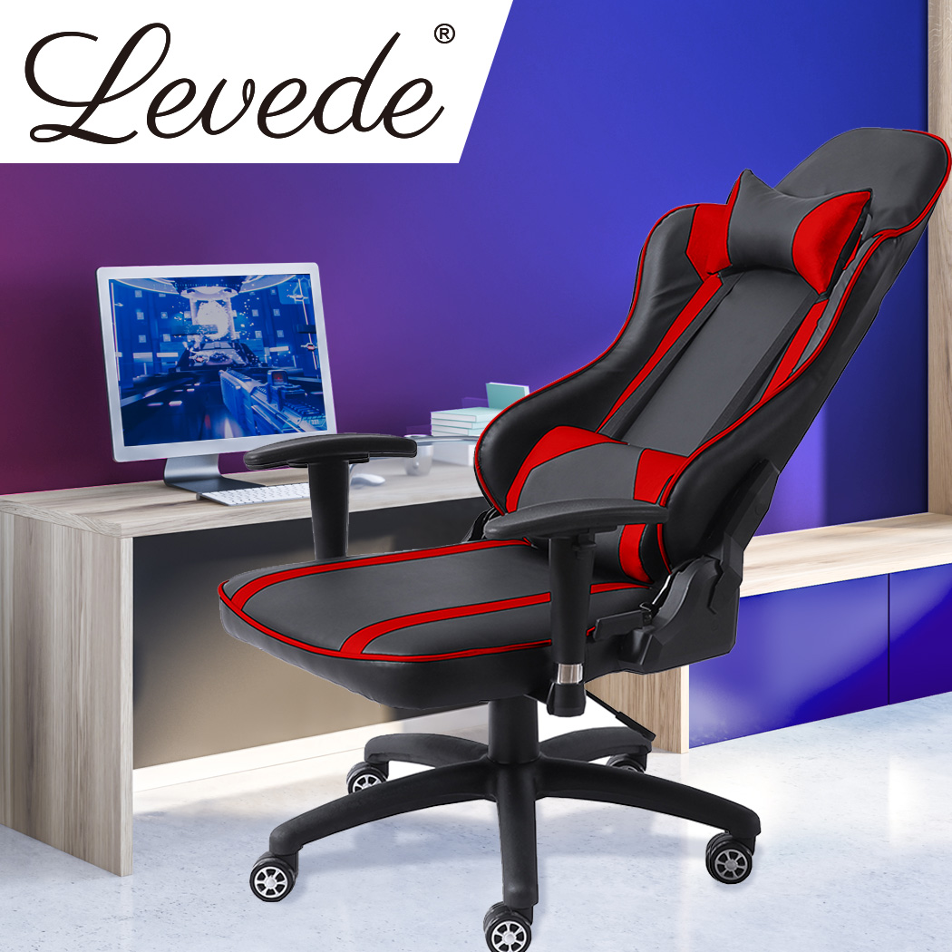 Levede Executive Gaming Office Chair Racing Computer PU Leather Recliner Red