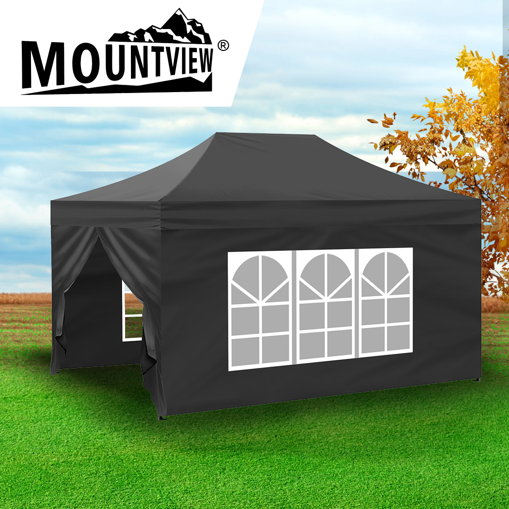Mountview 3x4.5M Gazebo Pop Up Tent  Marquee Party Wedding Camping Canopy Black