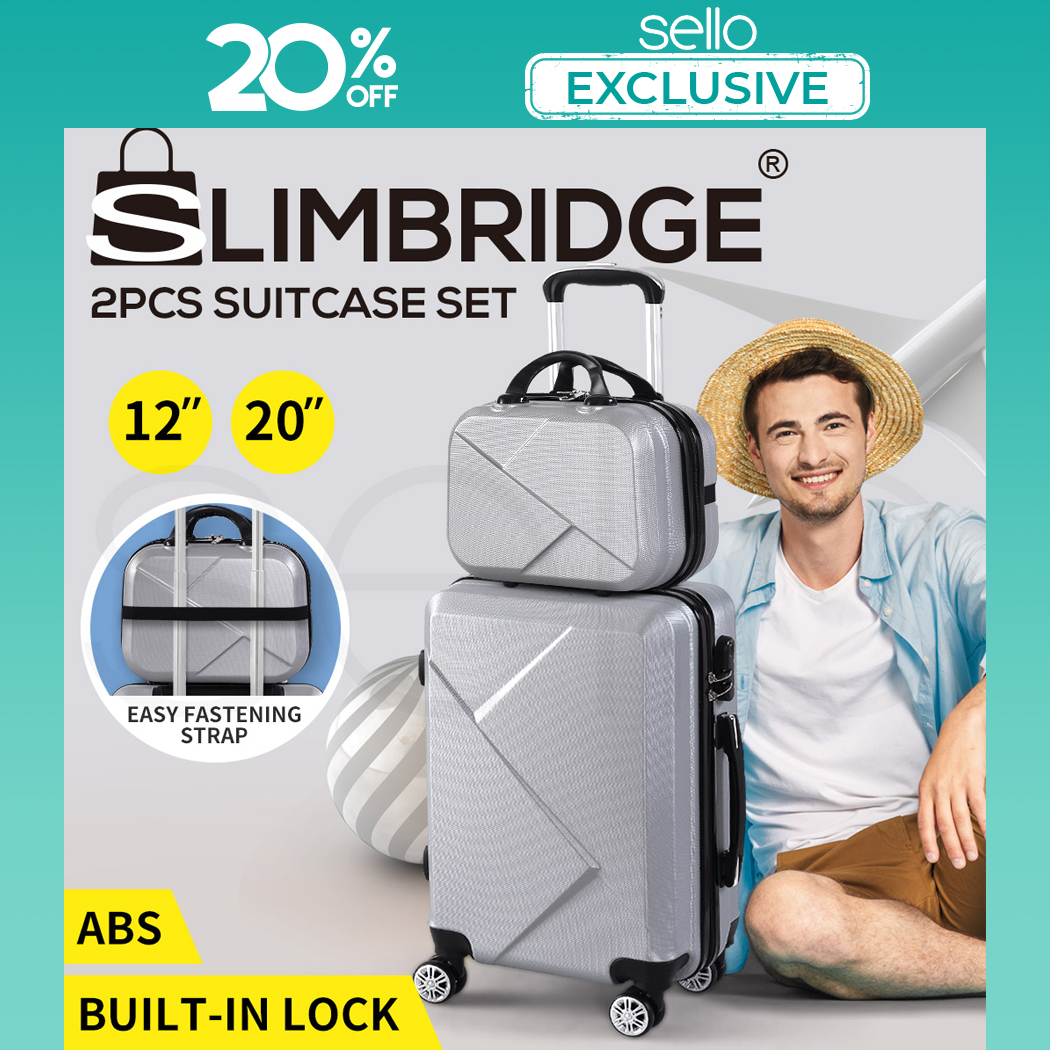 Slimbridge 2pcs 20"Travel Luggage Set Baggage Trolley Suitcase Bag Luggages Case eBay