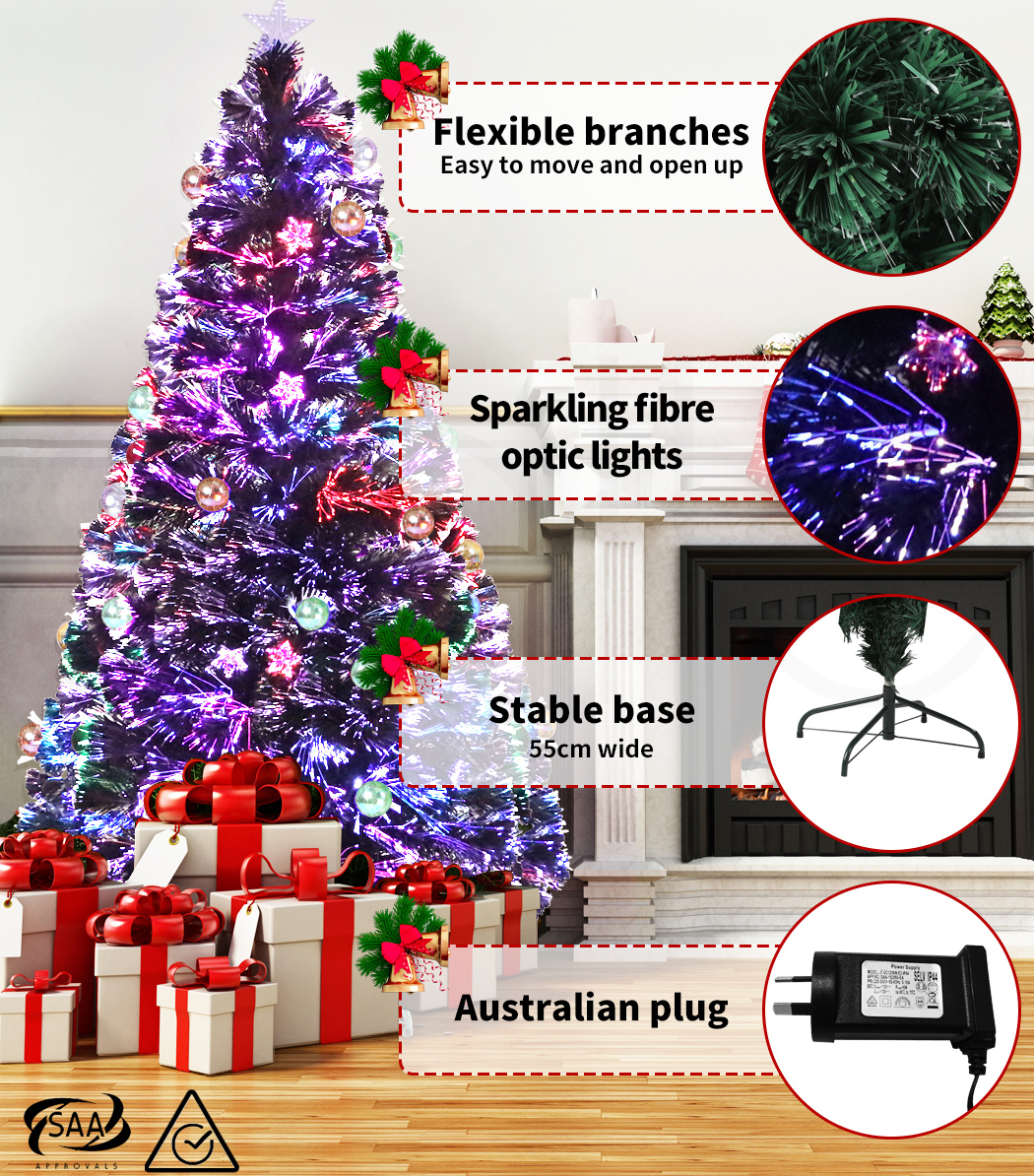 Santaco Christmas Tree 1.5M 1.8M 2.1M LED Light Slim Fibre Optic Storage Bag - Picture 181 of 235
