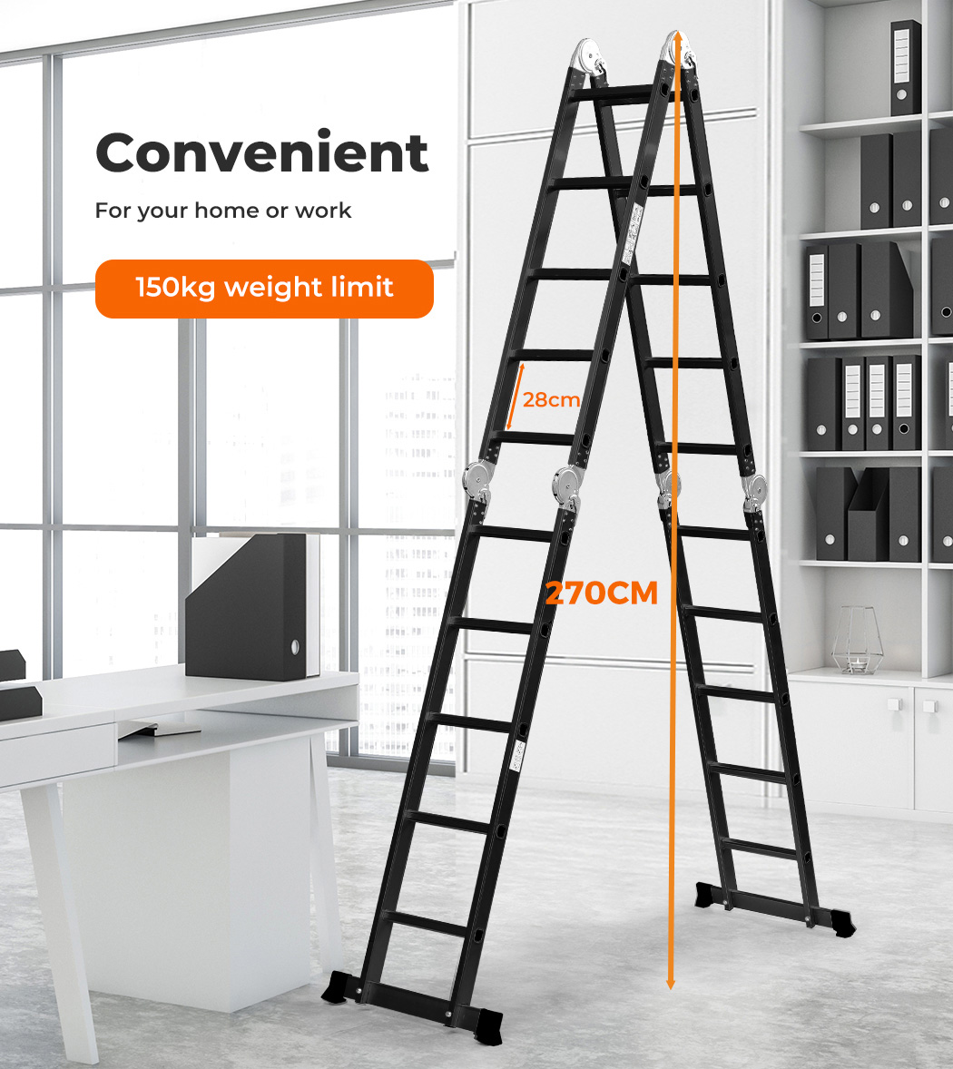 Traderight Folding Step Ladder Aluminium Extension multipurpose Portable Sturdy - Picture 62 of 84