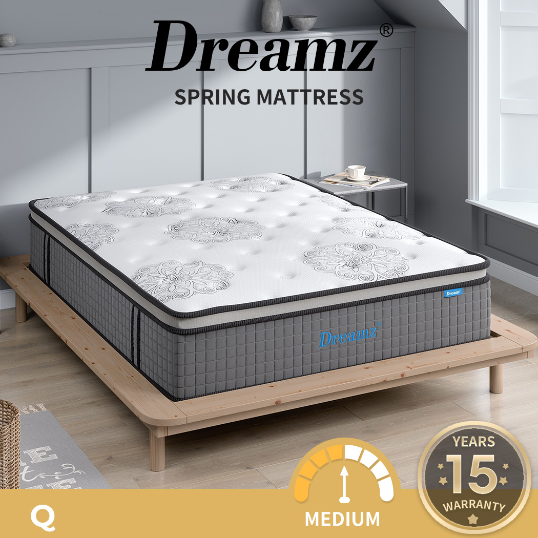 Dreamz Mattress Queen Double King Single Pocket Spring Firm Foam Euro Top Latex - Picture 49 of 417